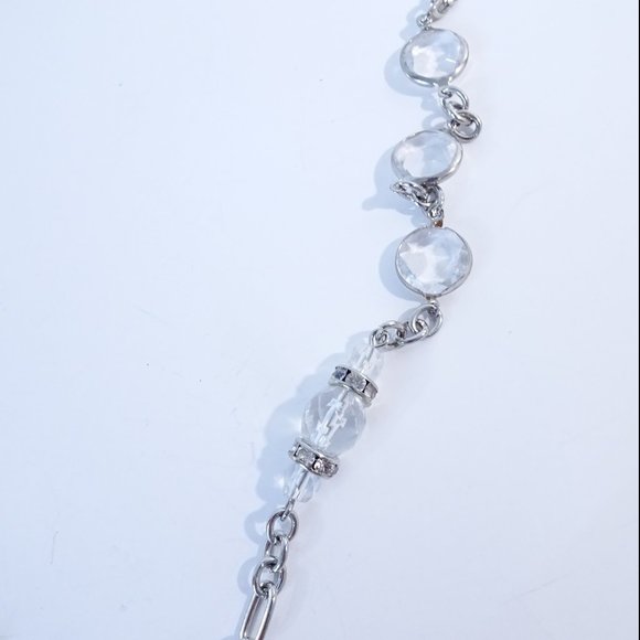 Ann Taylor Clear Stone Fireball Link Toggle Necklace  NWOT $59.50 - Picture 4 of 11